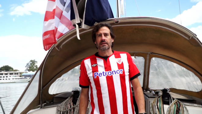 Iñaki Zamanillo, vistiendo la camiseta del Athletic Club de Bilbao en el Portu (Fuente: ElDesmarque)