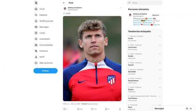 El tweet del Atlético que se ha hecho viral.