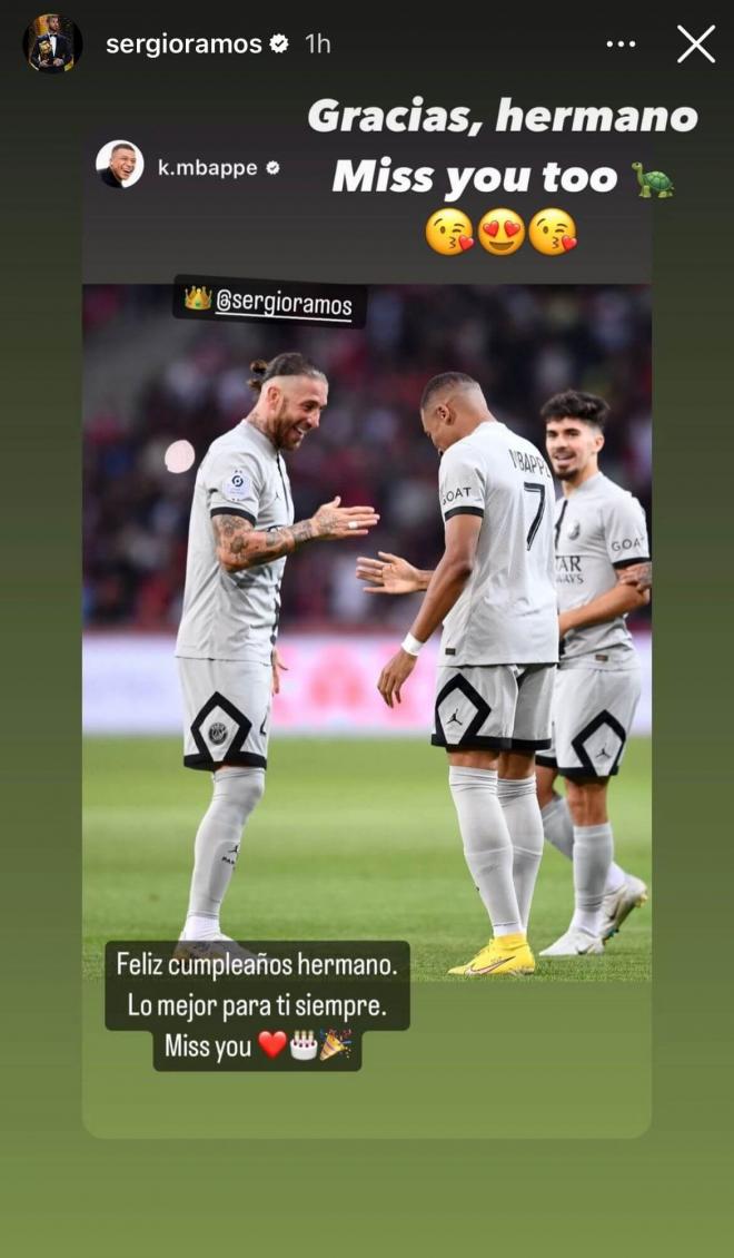 La celebración de Mbappé a Sergio Ramos.