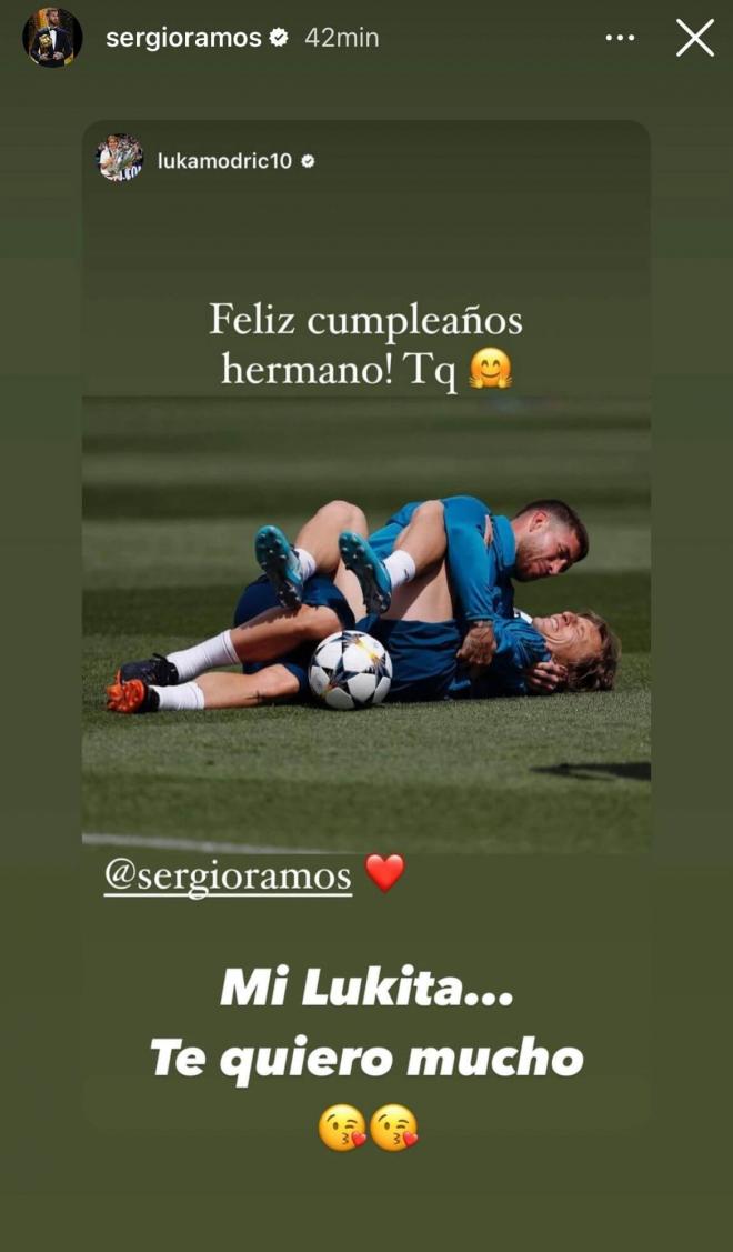 La celebración de Modric a Sergio Ramos.