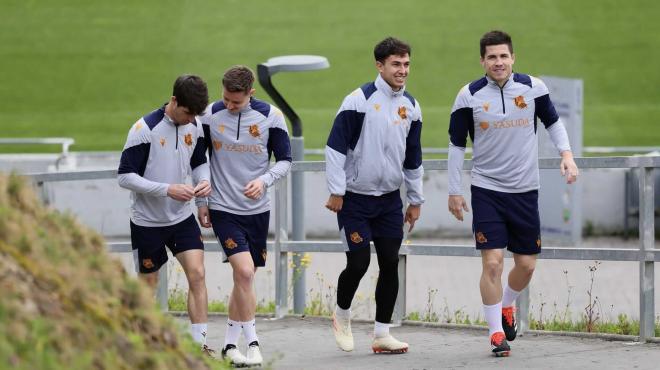 Jugadores de la Real Sociedad tras un entrenamiento (Foto: Real Sociedad).