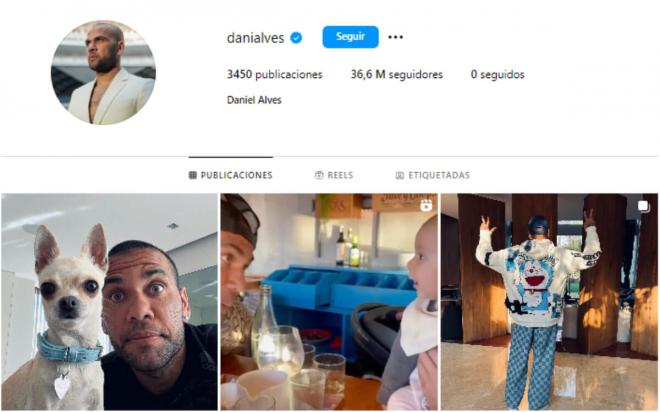 Captura de Instagram del perfil oficial de Dani Alves