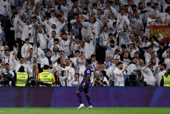 Rodrygo celebrando un gol en el Real Madrid-Athletic (Foto: RMFC).