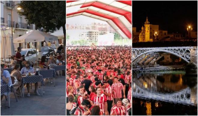 Fan Zone del Athletic Club en Sevilla con la final de Copa de abril de 2024.