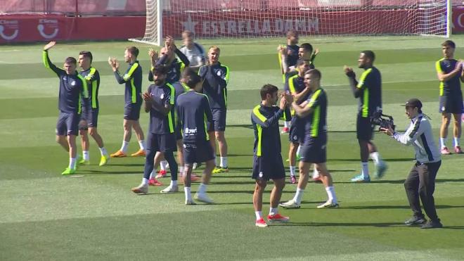Los jugadores del Mallorca en el último entrenamiento en Palma