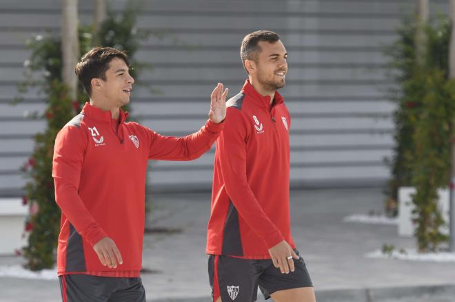 Óliver y Jordán, en el entrenamiento (Foto: Kiko Hurtado).