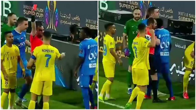 Cristiano Ronaldo fue expulsado y amenazó al árbitro del partido (Fuente: @BLLvid)