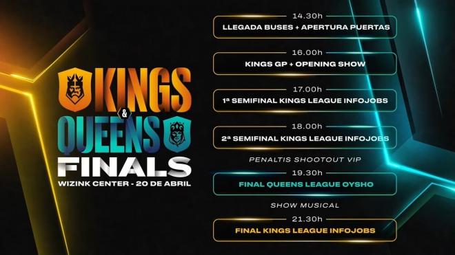 Los horarios de los cinco eventos de la gran final de la Kings League en el WiZink Center.