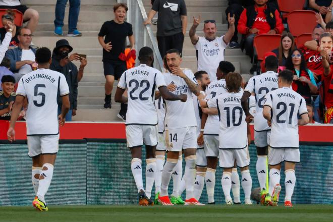 El Real Madrid celebrando el gol de Tchouaméni ante el Mallorca (Foto: EFE).