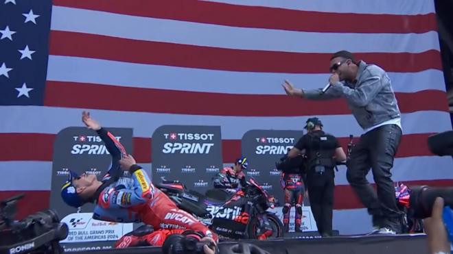Marc Márquez, celebrando su podio en la 'sprint' de Austin (Foto: MotoGP)