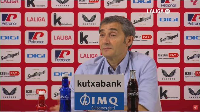 Ernesto Valverde, durante la rueda de prensa del Athletic-Villarreal