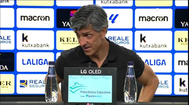 Imanol Alguacil, en la rueda de prensa posterior al Real Sociedad - Almería.