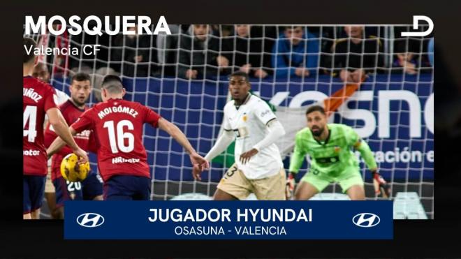 Cristhian Mosquera, jugador Hyundai del CA Osasuna - Valencia CF