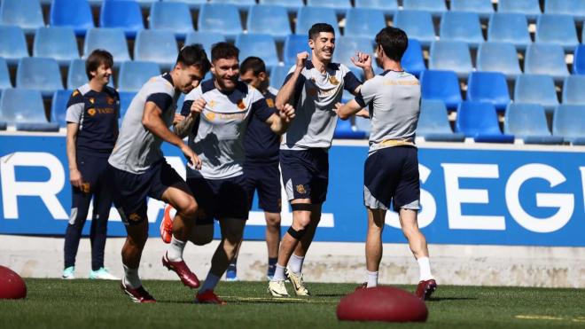 Los jugadores de la Real Sociedad en un entrenamiento en Zubieta (Foto: Real Sociedad).