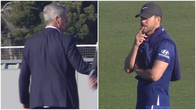 Gil Marín visita el entrenamiento del Atleti en su vuelta al trabajo