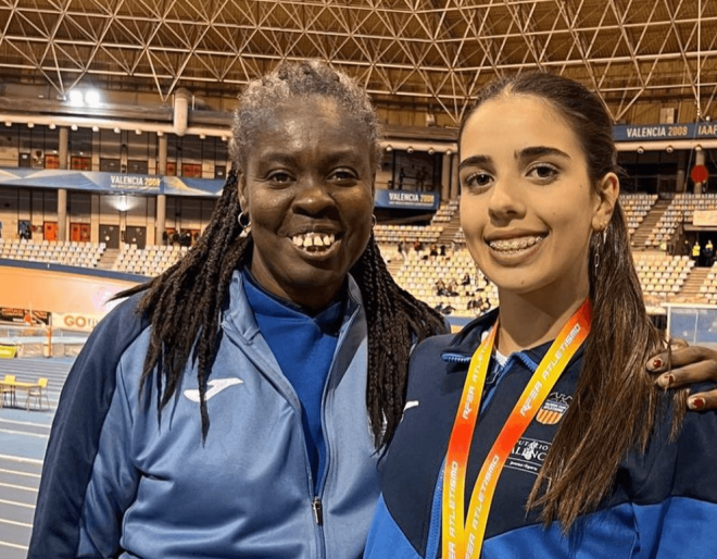 Niurka Montalvo con Daniela Tena, campeona de España sub 16
