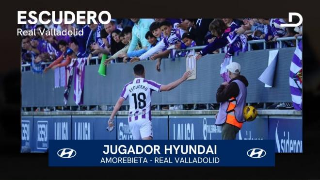 Escudero, el Jugador Hyundai del Amorebieta - Real Valladolid.