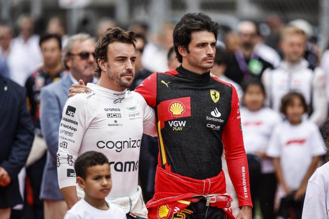 Fernando Alonso y Carlos Sainz, en el GP de España de F1 (Europa Press)