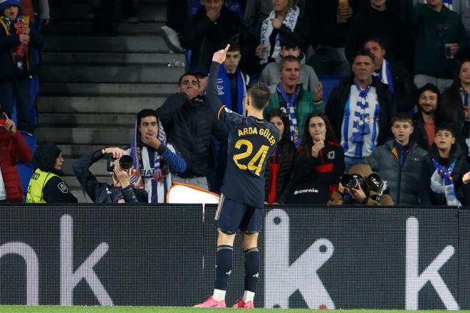 Arda Güler celebra su gol en el Real Sociedad-Real Madrid (Foto: EFE).