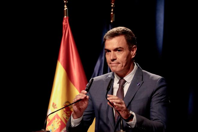 Pedro Sánchez, durante una comparecencia.