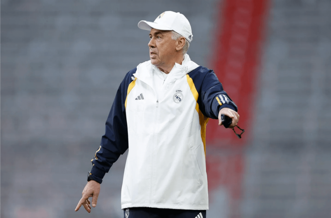 Carlo Ancelotti, en un entrenamiento del Real Madrid (Foto: RM).