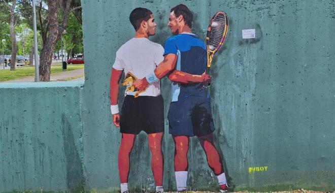 El mural de Rafa Nadal y Carlos Alcaraz en Madrid