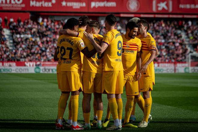 Los jugadores del Barça celebran uno de los goles ante el Girona (FOTO: Cordón Press).