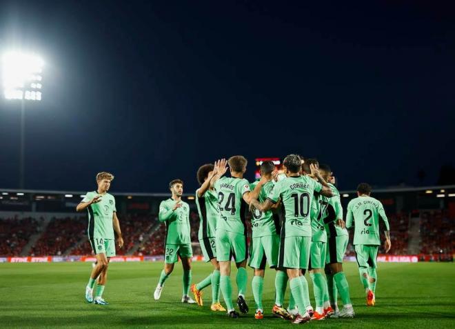 Celebración del Atlético de Madrid tras su gol en Mallorca (Foto: Cordon Press).