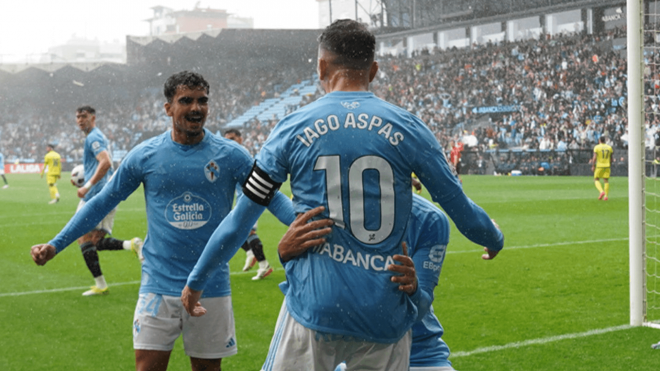 Damián celebra el gol de Aspas (Foto: Celta de Vigo).