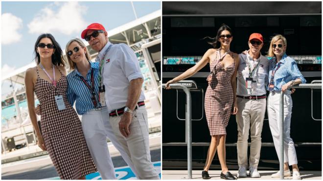 Kendall Jenner con Susie Wolff y Tommy Hilfiger en el GP de Miami (@F1)