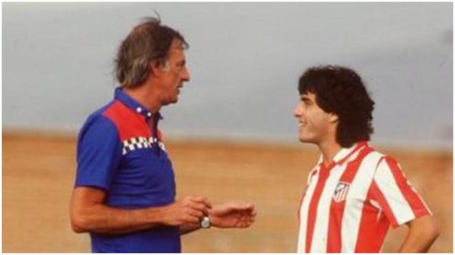 César Luis Menotti y Paulo Futre, durante su etapa en el Atlético de Madrid (foto: Cordon Press).