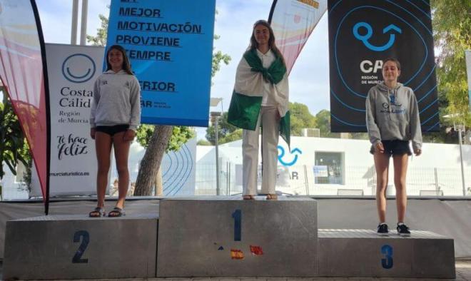 Las andaluzas Olivia Sánchez y Laura Béjar, en el podio.