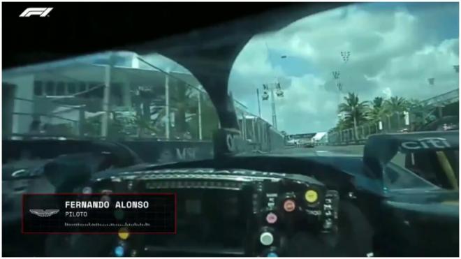 Cámara dentro del casco de Fernando Alonso (Código F1 - DAZN)