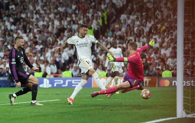 Joselu marcando el gol del empate en el Bayern-Real Madrid (Foto: Cordon Press).