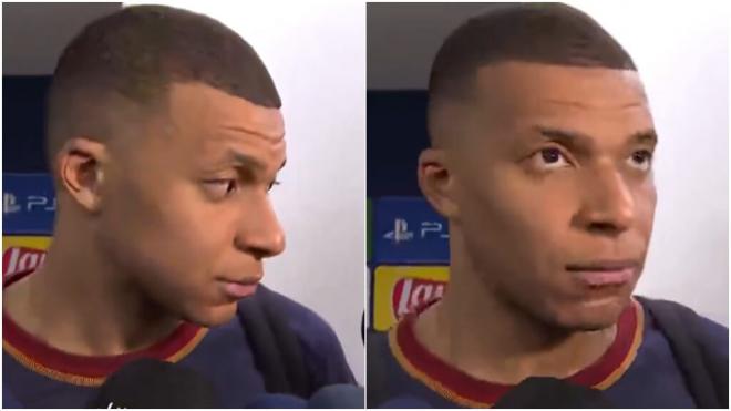 El gesto de Mbappé cuando le preguntan si va a apoyar al Madrid en su semifinal (Captura de @Movis