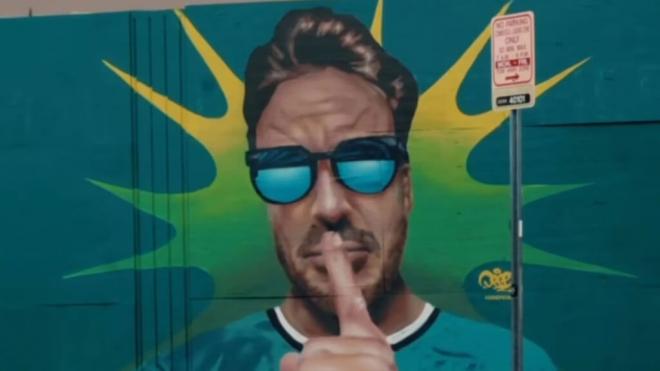 Mural de Fernando Alonso en Miami (Foto: Aston Martin).