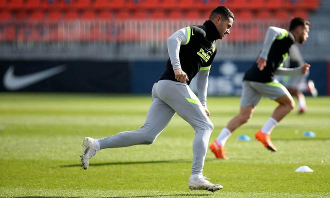 Vitolo, en un entrenamiento con el Atlético de Madrid (Foto: Cordon Press).