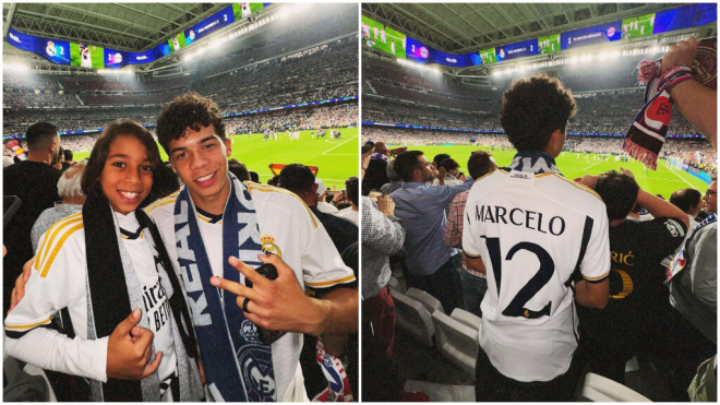 Los hijos de Marcelo en el Santiago Bernabéu (@enzoalvesv)