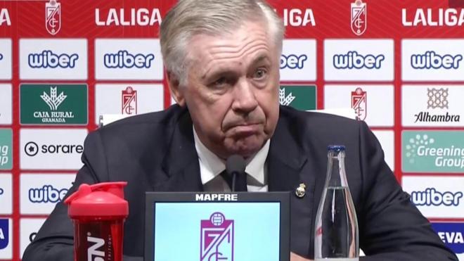 Carlo Ancelotti, en sala de prensa tras la victoria ante el Granada.