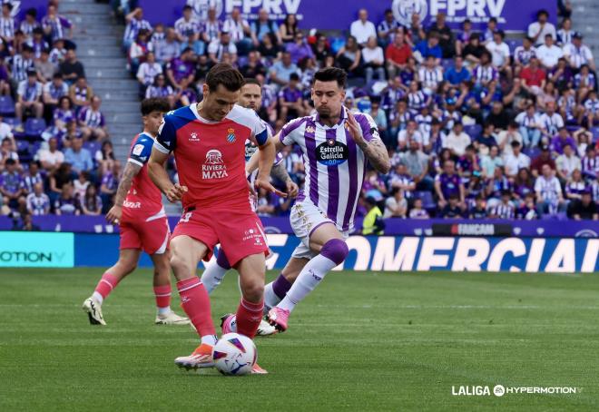 Luis Pérez persigue a un rival en el Real Valladolid - Espanyol (Foto: LALIGA).