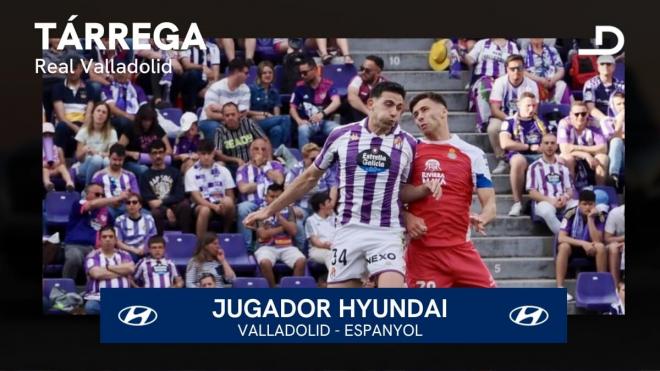 César Tárrega, Jugador Hyundai del Real Valladolid - Espanyol .