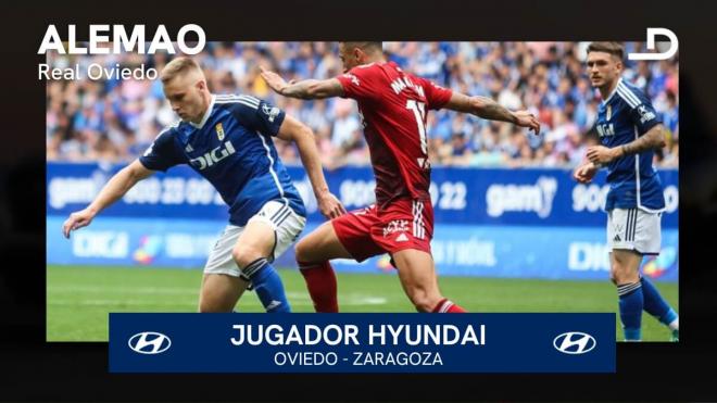 Alemao, el Jugador Hyundai del Oviedo - Zaragoza.