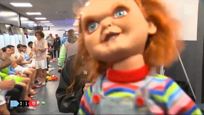 Chucky, el muñeco protagonista de la celebración del Celta (Captura de @dazn_es)