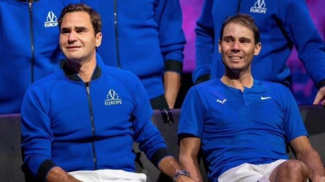 Rafa Nadal y Roger Federer en la despedida del suizo (RR.SS)