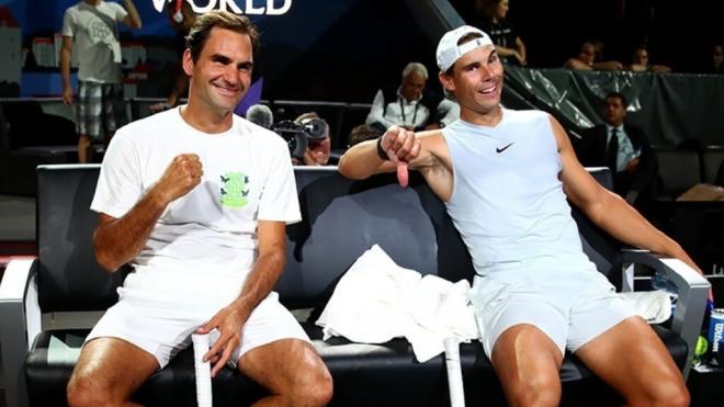 Roger Federer y Rafa Nadal en un entreno de la Laver Cup (EuropaPress)