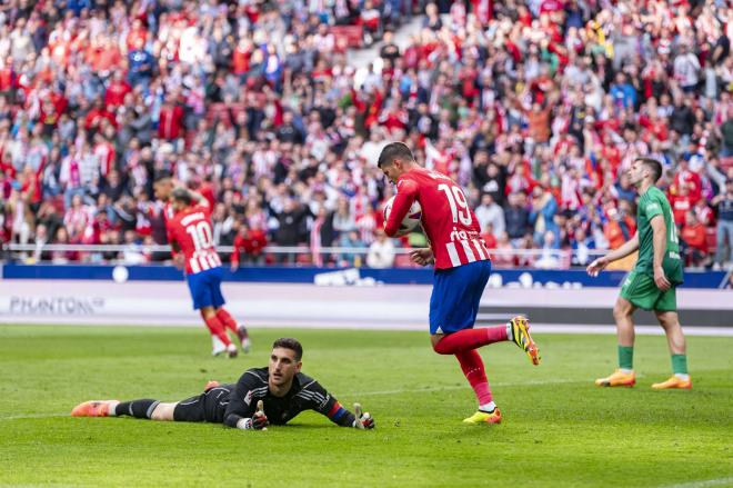 Álvaro Morata, tras marcar en el Atlético-Osasuna (Foto: Cordon Press).
