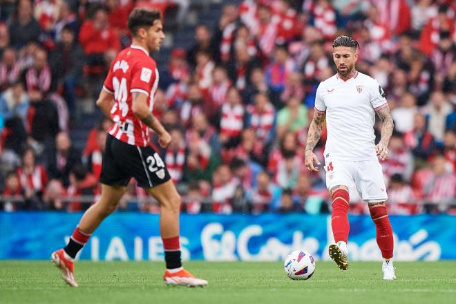 Sergio Ramos, ante el Athletic (Foto: Cordon Press).