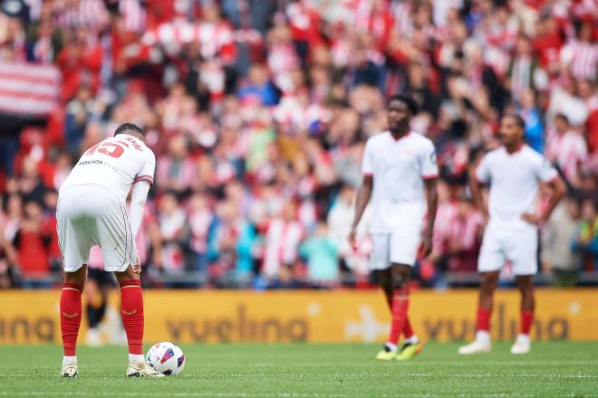 En-Nesyri, lamentando un gol del Athletic (Foto: Cordon Press).