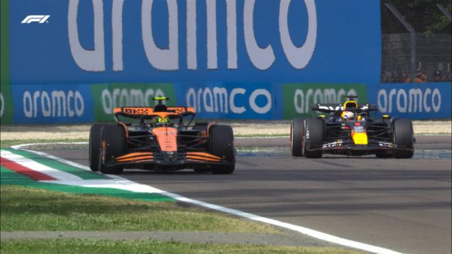 Lando Norris y Max Verstappen, en el GP de Imola (Foto: F1).