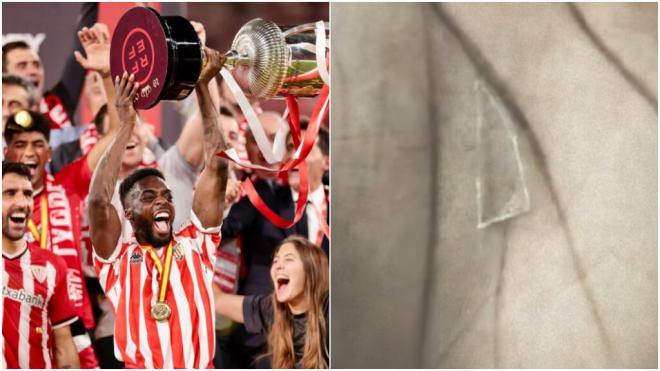 El delantero del Athletic Club Iñaki Williams compartió un vídeo del cristal que tenía clavado en la planta del pie.